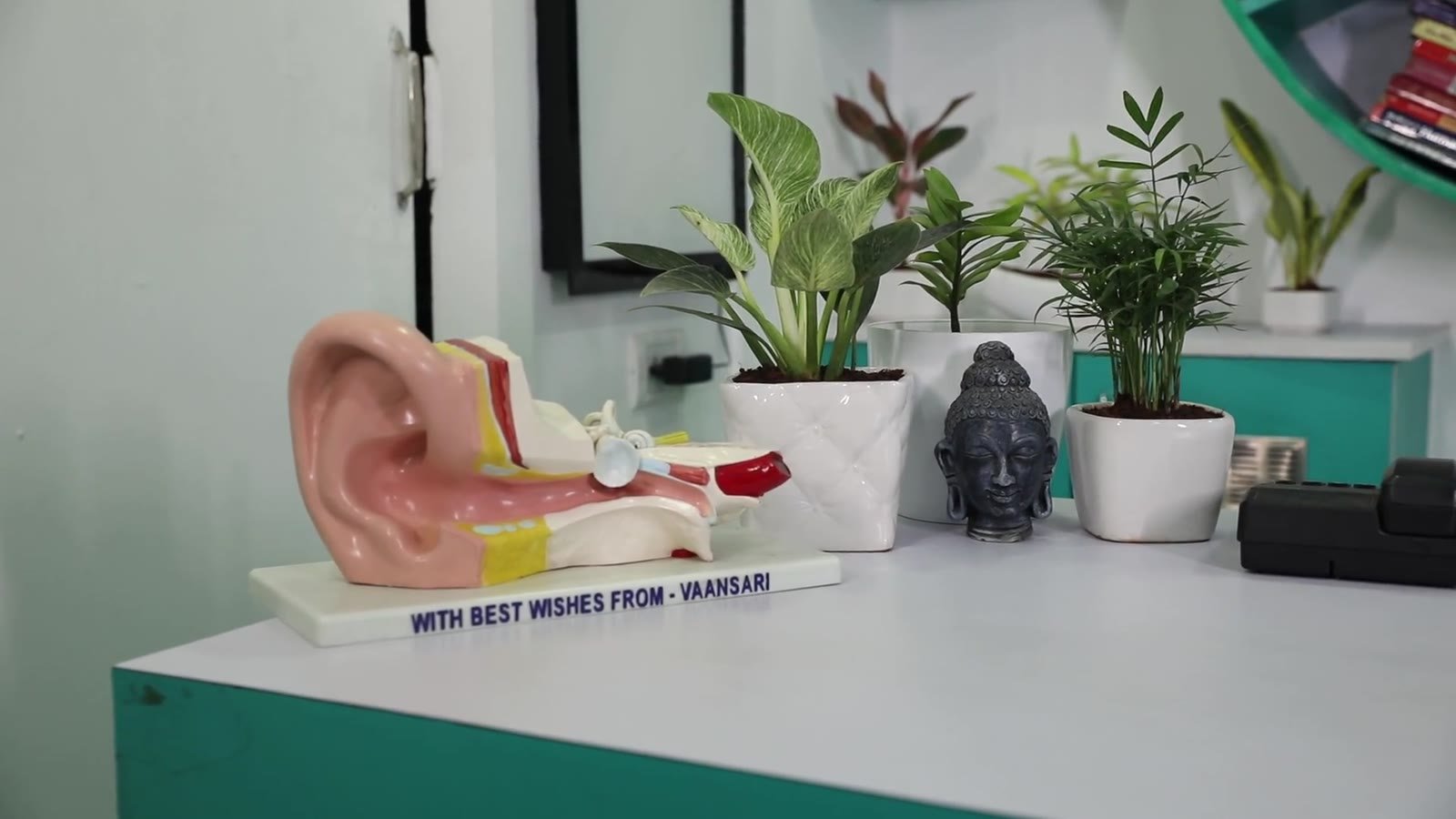 Doctor's desk with ear model
